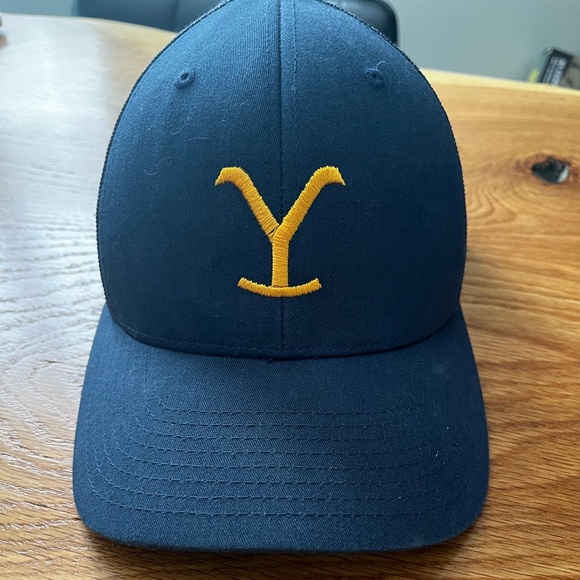 Yellowstone Hats Trucker Black and Blue Set with Yellow Stitching, one size - Picture 2 of 8